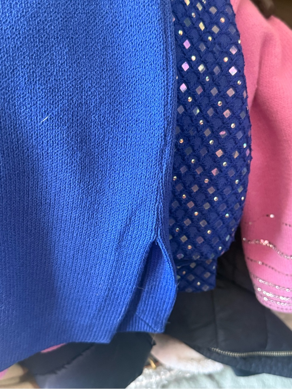 St. John Royal Blue Sequined Mandarin Collar skirts suit. Super blinking . - Picture 5 of 5